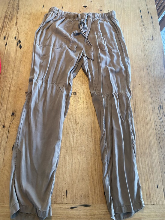 Cynthia Rowley Pants - Cynthia Rowley Women's Taupe Drawstring Linen Relaxed Pants Large
